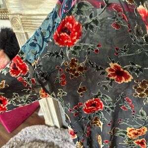 Adore black and velvet flower button down tunic